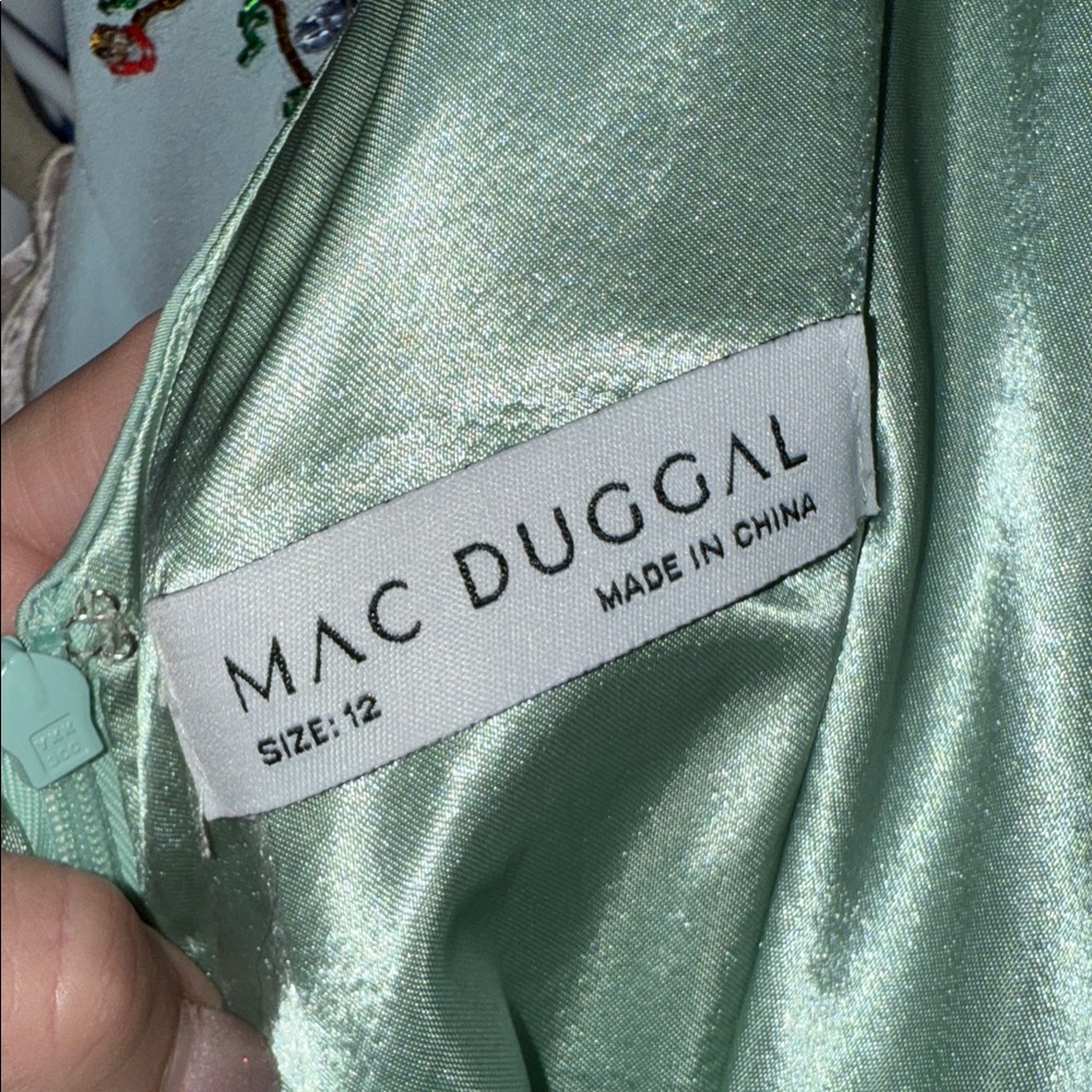 Mac Duggal Sage Green One-Shoulder Evening Dress - Picture 9 of 9